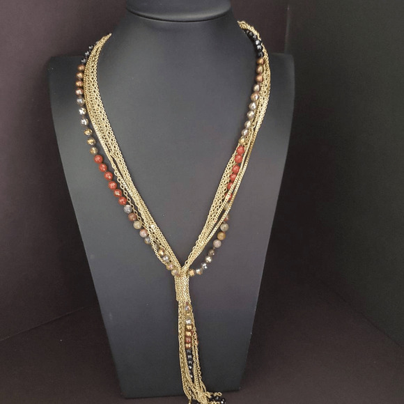 Nakamol Long Necklace with Chains and Beads - Picture 1 of 9